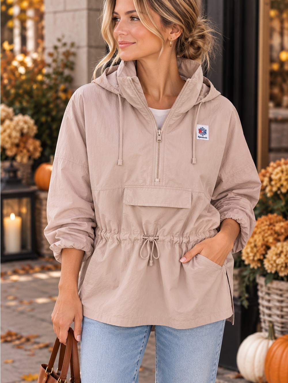 Reebok Classic eS Anorak Windbreaker Jacket Medium | Pastel Nude/Pink